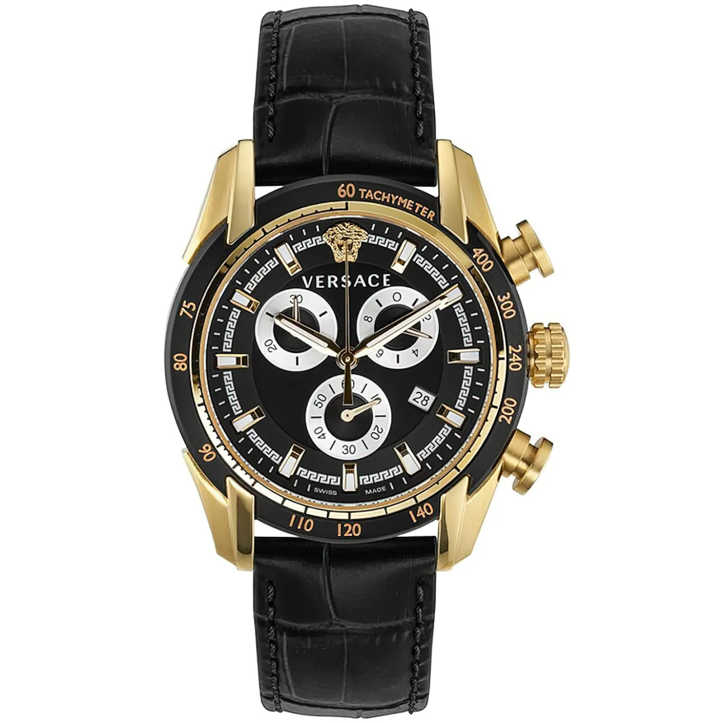 Versace Herren Chronograph V-Ray Chrono Gold Schwarz VE2I00921