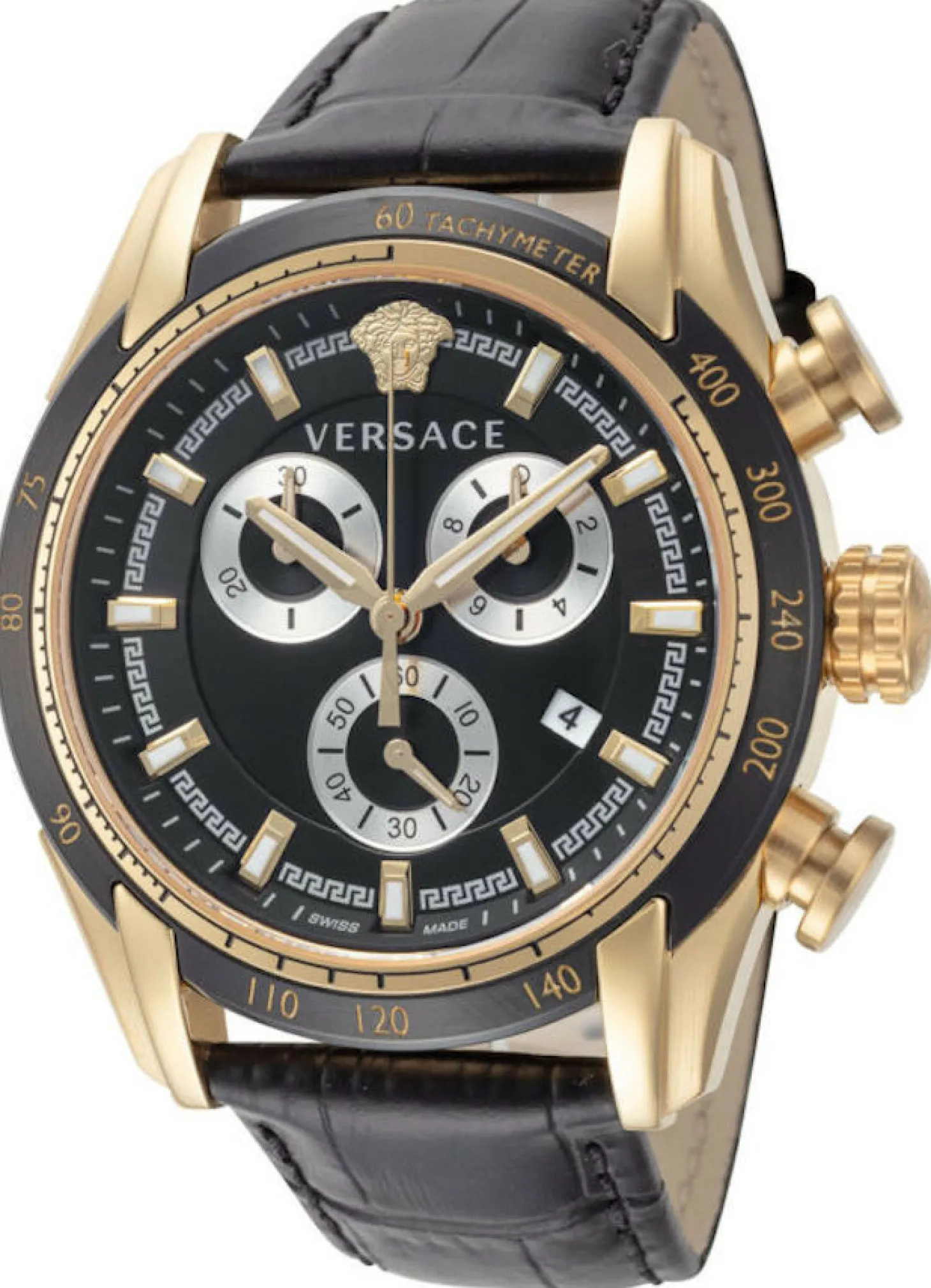 Versace Herren Chronograph V-Ray Chrono Gold Schwarz VE2I00921