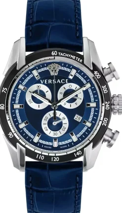 Versace Herren Chronograph V-Ray Chrono Silber Blau VE2I00721