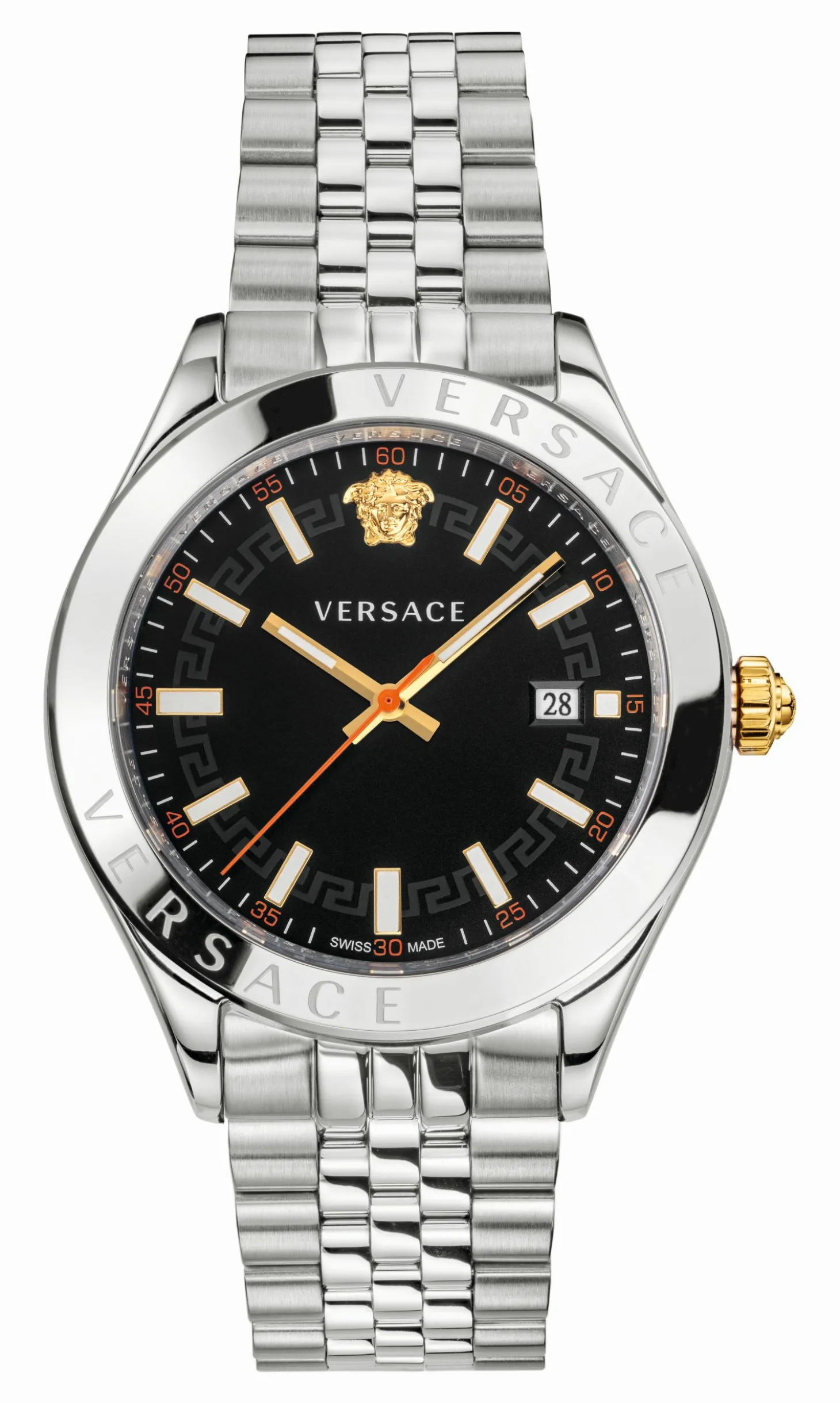 Versace Herren‑Armbanduhr Hellenyium Schwarz/Silber Edelstahl VEVK00420