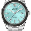 Versace Herren-Armbanduhr Hellenyium Silbe Blau VEQCA0324