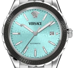 Versace Herren-Armbanduhr Hellenyium Silbe Blau VEQCA0324