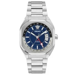 Versace Herrenuhr Automatik V-Contempo Silber/Blau VE0I00225