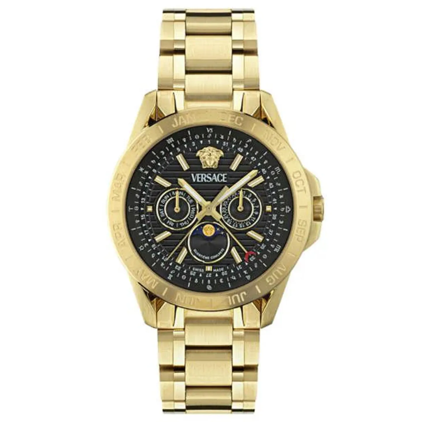 Versace Herrenuhr V-Galaxy Moonphase Gold/Schwarz VE0K00425