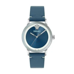 Versace Herrenuhr V‑Helix Blau Lederband VE9G00124