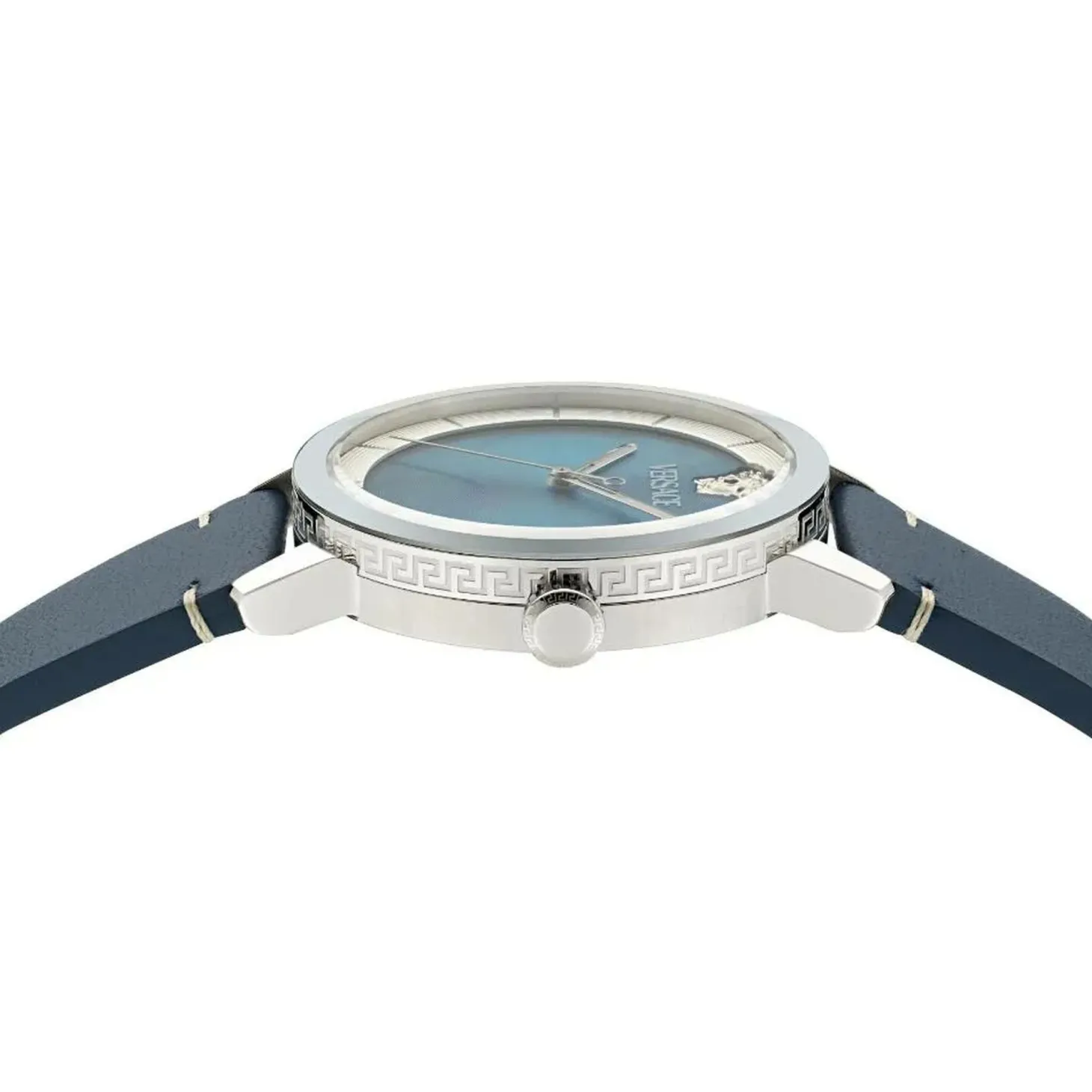 Versace Herrenuhr V‑Helix Blau Lederband VE9G00124