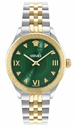 Versace Uhr Damen Hellenyium Lady Gold/Silber Grün 35 mm VE2S01125