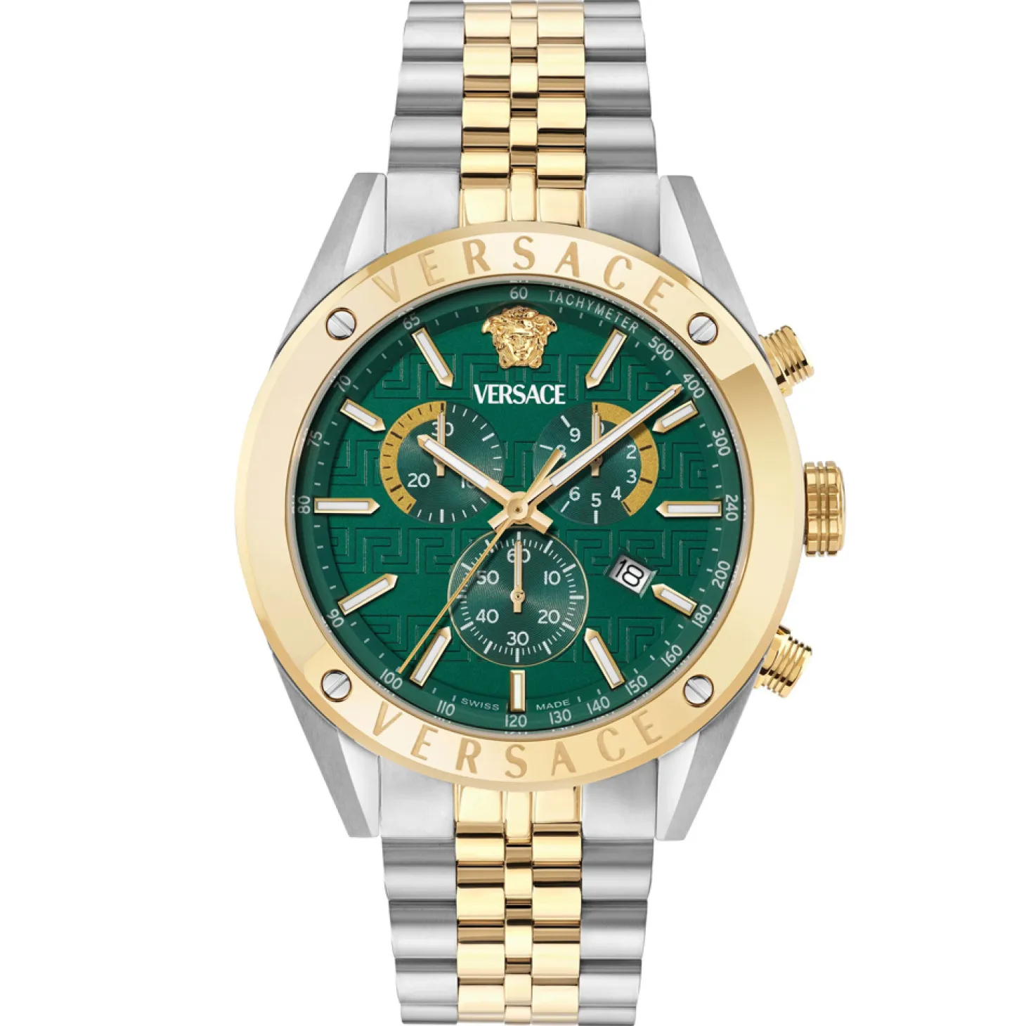 Versace Uhr Herren Chronograph Athletics Chrono Silber/Gold/Grün VEKJA0625