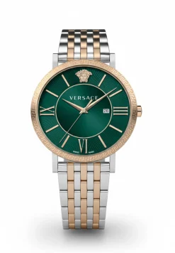 Versace Uhr Herren V‑Eternal VENCA0424 Grün/Silber Bicolor