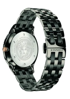 Versace Univers Herrenuhr Schwarz Edelstahlarmband GMT 43mm VEBK00618