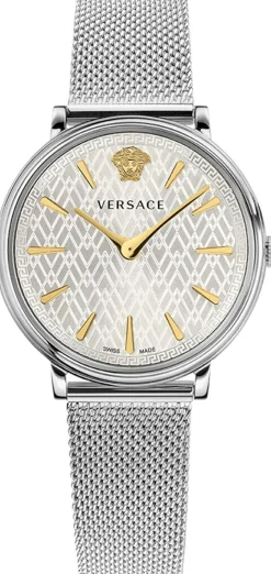 VERSACE V CIRCLE DAMENUHR silber EDELSTAHL 38MM VE81005 19