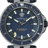 Versace V-Race Diver Herrenuhr Blaues Armband Blaues Stahlgehäuse Zifferblatt 46mm VEAK00218