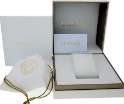 Versace V-Twist Damenuhr Hellrosa Leder Silber Gold Stahl 36mm VELS00219