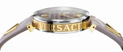 Versace V-Twist Damenuhr Hellrosa Leder Silber Gold Stahl 36mm VELS00219