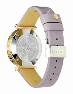 Versace V-Twist Damenuhr Hellrosa Leder Silber Gold Stahl 36mm VELS00219