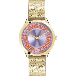 Versce Damen Armbanduhr 38 mm LOGO HALO gelbes und extra Melanese Armband VE2O00822