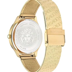 Versce Damen Armbanduhr 38 mm LOGO HALO gelbes und extra Melanese Armband VE2O00722