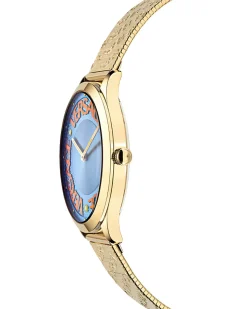 Versce Damen Armbanduhr 38 mm LOGO HALO gelbes und extra Melanese Armband VE2O00722