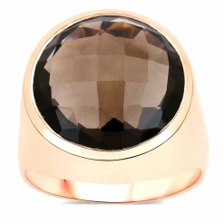 Vira Jewels 925-Sterling Silber rotvergoldet Glänzend Rauchquarz dunkelbraun Ring 41679104180318