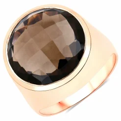 Vira Jewels 925-Sterling Silber rotvergoldet Glänzend Rauchquarz dunkelbraun Ring 41679104180318