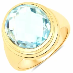 Vira Jewels 925-Sterling Silber vergoldet Glänzend Blautopas beh.Blau Ring 41679104442462