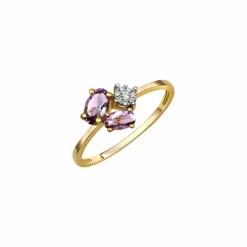Vivance Gold 375 mit echtem Amethyst + Zirkonia Ring 41675918508126