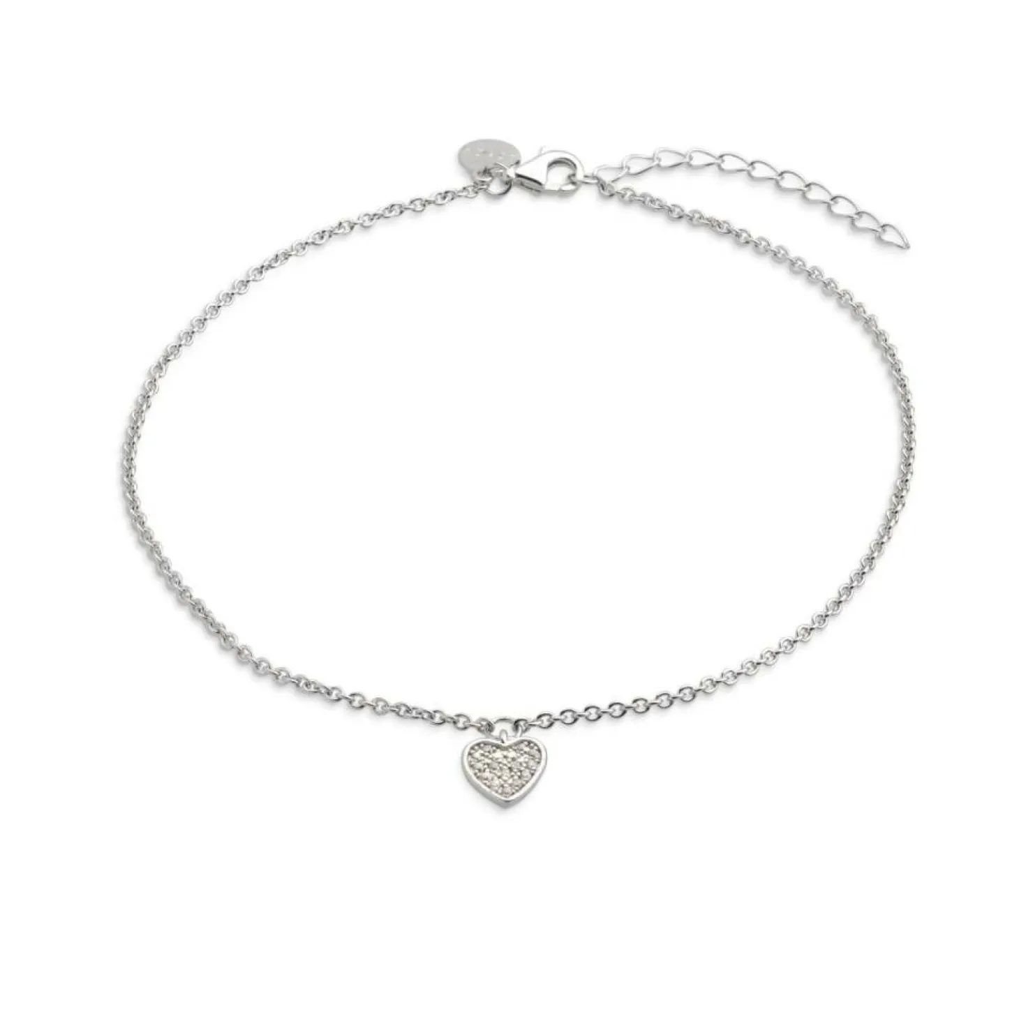 Xenox Damen Fußkette mit Zirkonia Herz Anhänger Silber XS3533