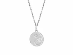 Xenox Damen Halskette Coin Anhänger mit Yin Yang Zirkonia Silber XS3457K