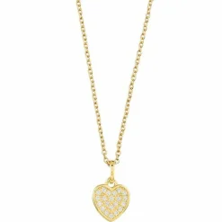 Xenox Damen Halskette Love Story mit Zirkonia Herz Anhänger Gold XS3419GK