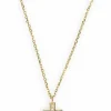 Xenox Damen Halskette mit Kreuzanhänger und Diamanten Gold XG4413G