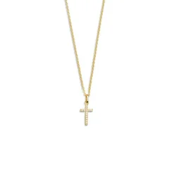 Xenox Damen Halskette mit Kreuz Anhänger mit Zirkonia Gold XS3522GK