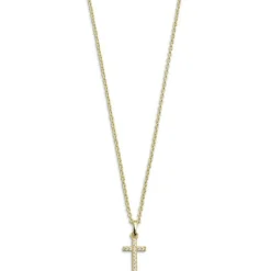 Xenox Damen Halskette mit Kreuz Anhänger mit Zirkonia Gold XS3522GK