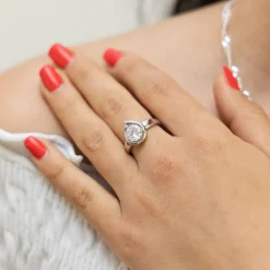 ZEEme Basic Silber 925 rhodiniert Tropfen-Form mit weißem Zirkonia-Stein Ring 41678899511390