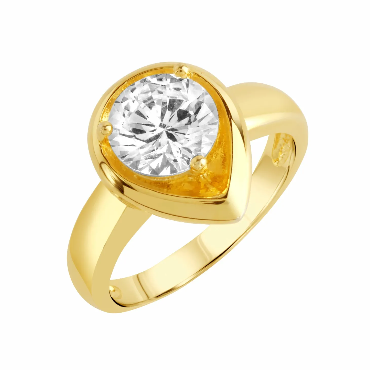 ZEEme Basic Silber 925 vergoldet Tropfen-Form mit weißem Zirkonia-Stein Ring 41678900396126