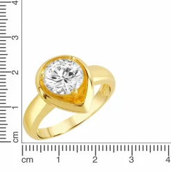 ZEEme Basic Silber 925 vergoldet Tropfen-Form mit weißem Zirkonia-Stein Ring 41678900396126
