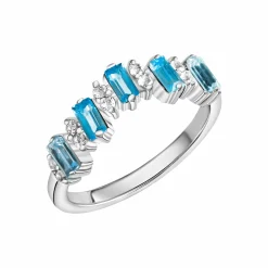 ZEEme Gemstone Silber 925 rhodiniert mit 12x Weißtopas + 5x Blautopas (beh.) Ring 41679088943198