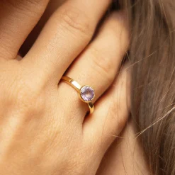 Zeeme Gemstone Silber 925 vergoldet mit Blautopas (beh.) Peridot Amethyst Ring-Set 41677803552862