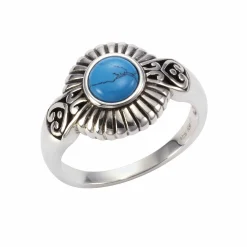 Zeeme Gemstones Silber 925 oxidiert mit Türkis 6mm Ring 41677099696222