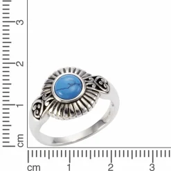 Zeeme Gemstones Silber 925 oxidiert mit Türkis 6mm Ring 41677099696222