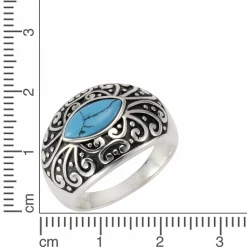 Zeeme Gemstones Silber 925 oxidiert mit Türkis 5x10mm Ring 41677099499614