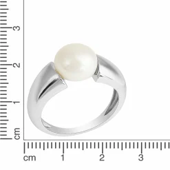 Zeeme Pearls Silber 925 rhodiniert mit einer weißen Perle 10-10,5mm Ring 41678256865374