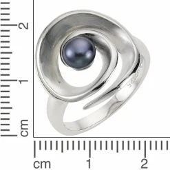 ZEEme Pearls Silber 925 rhodiniert mit schwarzer Perle Ring 41675994333278