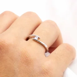 ZEEme Silver Silber 925 rhodiniert mit weißem Zirkonia-Stein Ring 41675919556702