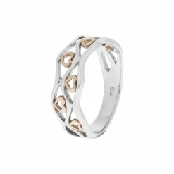 Zeeme Silver Silber 925 zweifarbig mit Herz-Motiven Ring 41677803880542